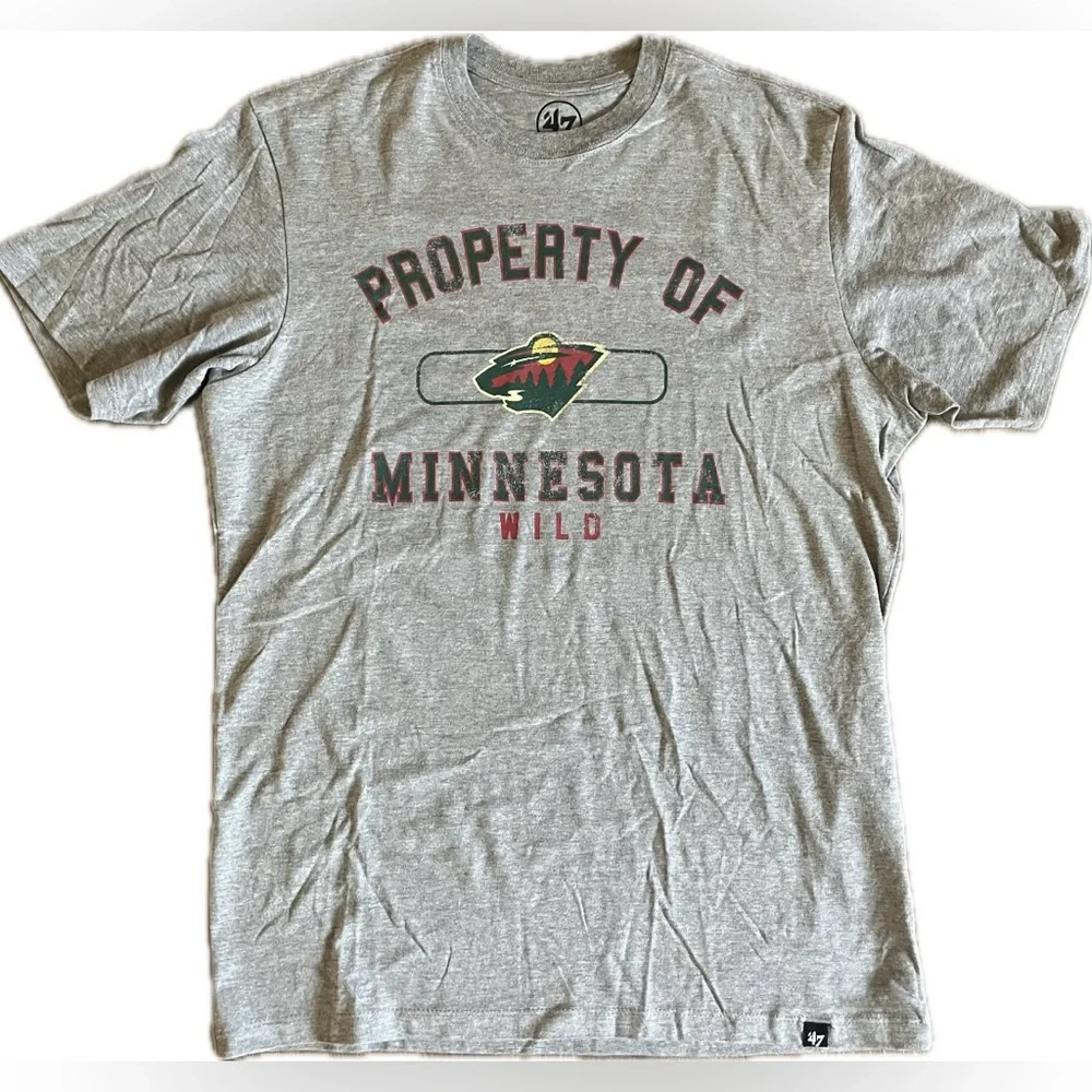 NHL Minnesota Wild Gray short sleeve Hockey tee by 47. Size Small